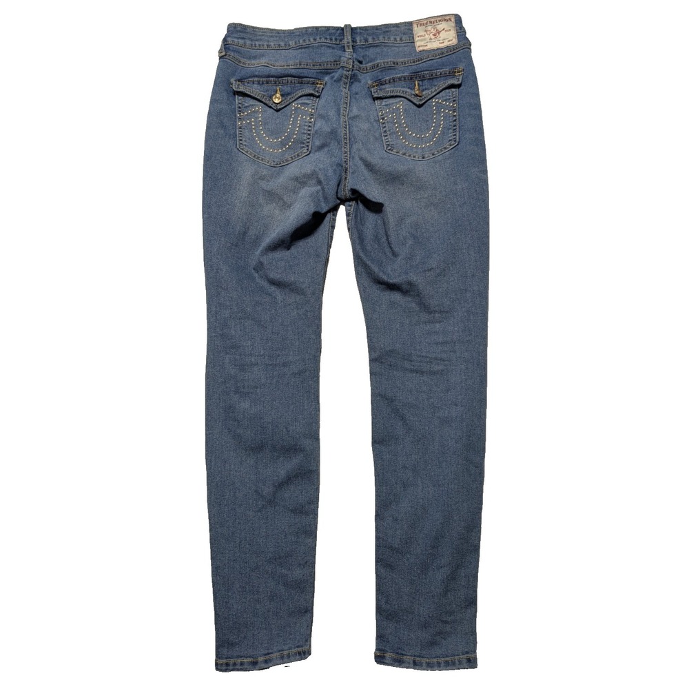 TRUE RELIGION JENNIE CURVY‎ MR STUDs - Women 31 Super Skinny Denim Blue Jeans